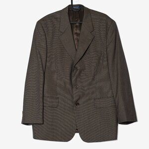 Vtg Chaps Ralph Lauren Mens 44R 3 Piece Houndstooth Wool Suit 36x30 Pants Vest